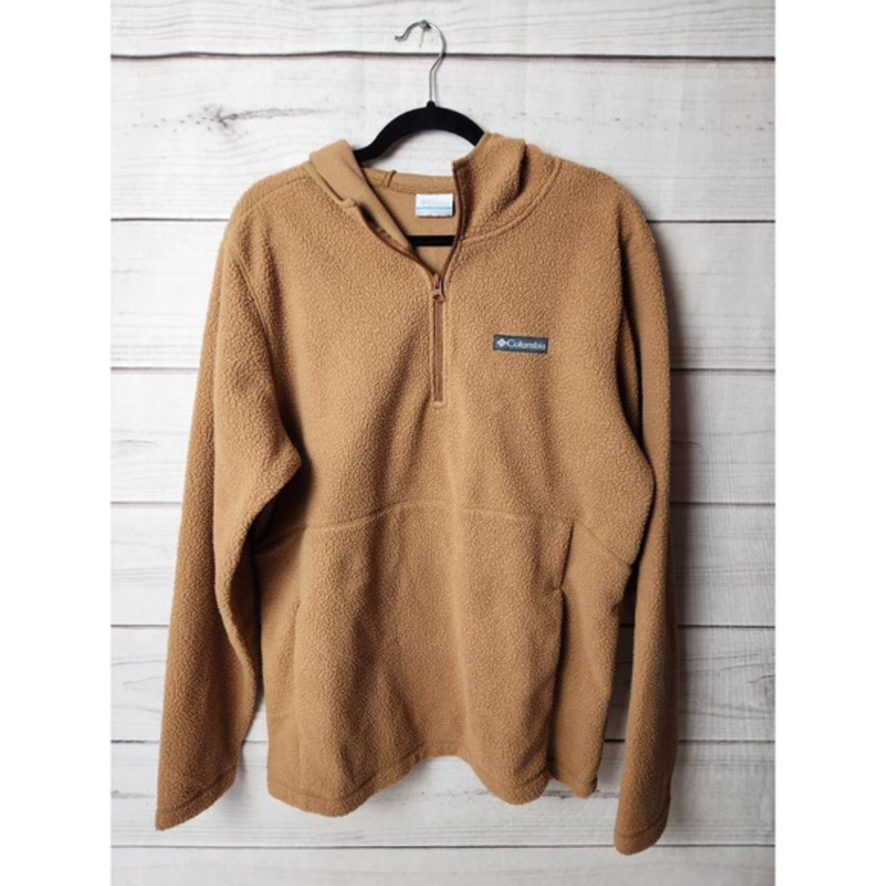 Columbia Tan Fleece Quarter-Zip Pullover Hoodie